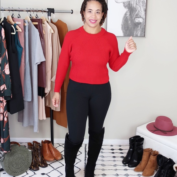 Mango Sweaters - Mango Crop Top Red Sweater Size XS